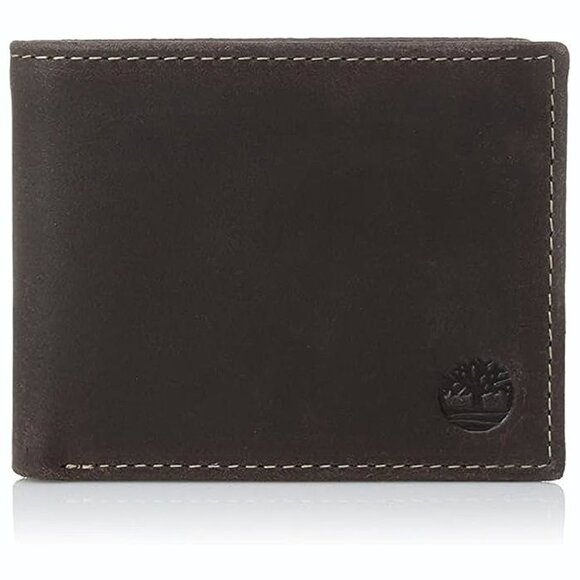 mens Leather Wallet With Attached Flip Pocket, Brown (Delta)